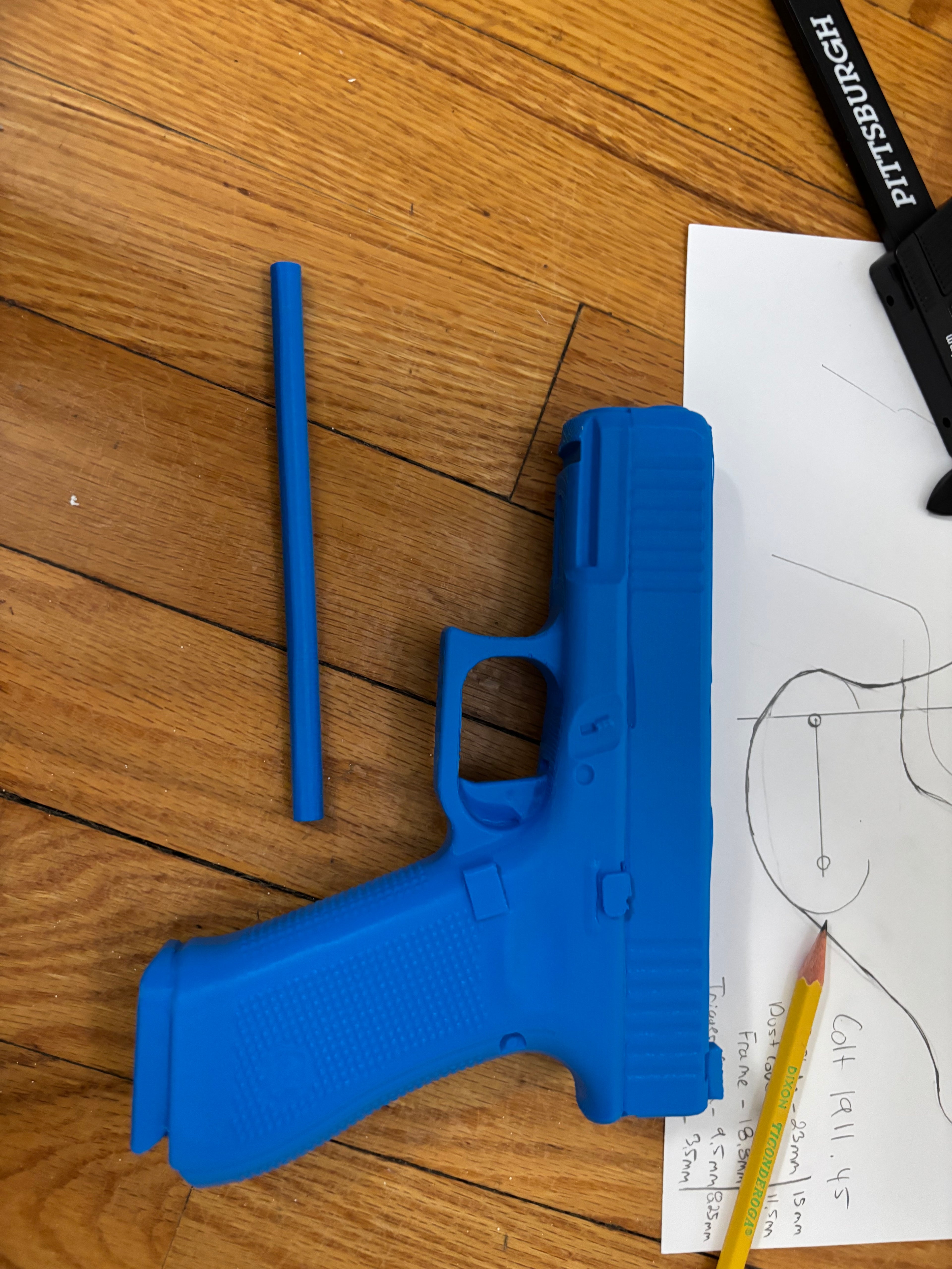 Glock 45 Gen 5 9mm 1:1 model/replica pistol with sight channel and sight channel tool for leather holster making
