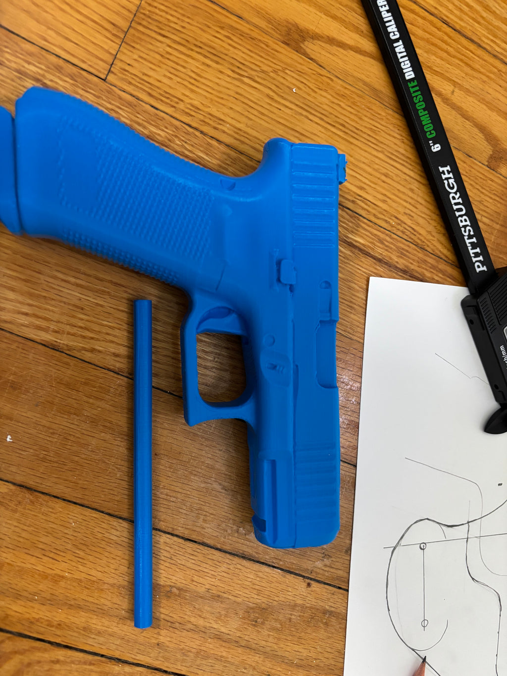 Glock 45 Gen 5 9mm 1:1 model/replica pistol with sight channel and sight channel tool for leather holster making