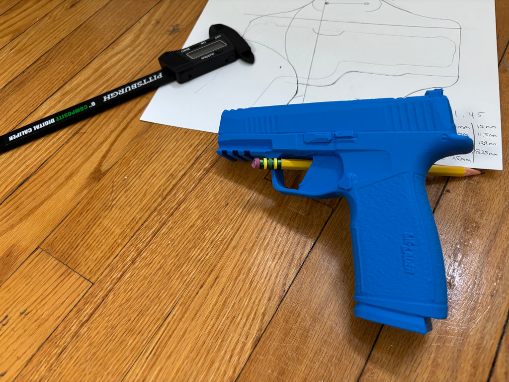Sig P365 XMacro 1:1 model/replica with sight channel and sight channel tool for leather holster making